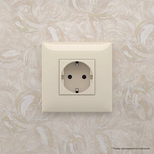 Розетка в стену, 2P+E, с з/ш, Avanti, ванильная дымка
