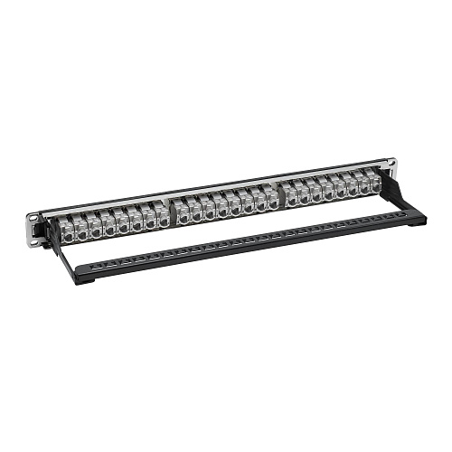 Патч-панель модульная 19", 1U, CAT5E, 24 модуля RJ45 Кейстоун (Keystone), экранированная