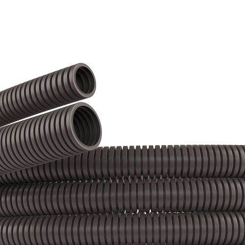 Труба ПА 6 гофр. DN7мм, ПВ-0, Dвн 6,8 мм, Dнар 10,1 мм, цвет тёмно-серый, без протяжки