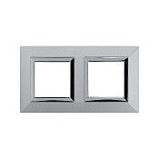 Рамка из металла 2 поста (4 мод.), Avanti, светло-серебристая