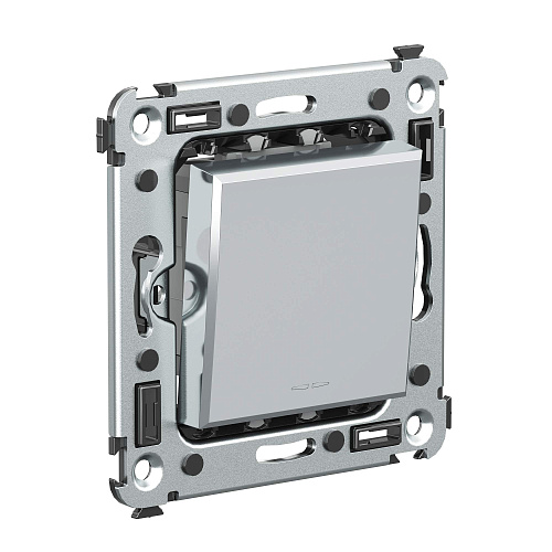 Переключатель одноклавишный в стену, Avanti, закаленная сталь