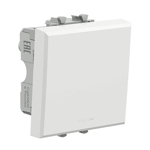 Выключатель одноклавишный модульный, Avanti, белое облако, 2 модуля