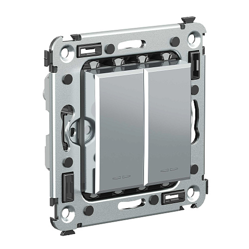 Кнопка двухклавишная в стену, Avanti, закаленная сталь