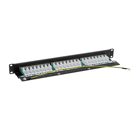 Патч-панель 19",1U, CAT6, 24 порта RJ45, экранированная