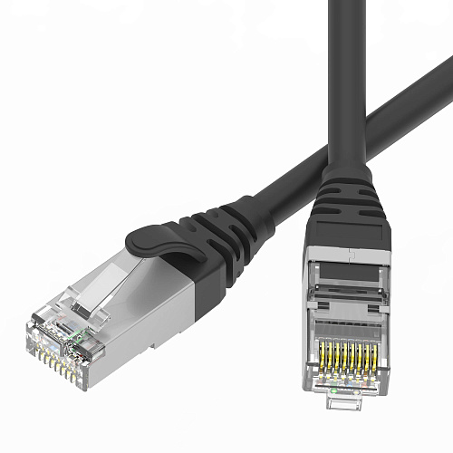 Патч-корд экранированный SLIM CAT6 U/FTP 4х2, 28 AWG, LSZH, чёрный, 0,2м
