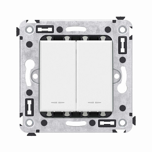 Переключатель двухклавишный в стену, Avanti, белое облако
