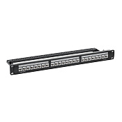 Патч-панель модульная 19", 1U, CAT5E, 24 модуля RJ45 Кейстоун (Keystone), неэкранированная