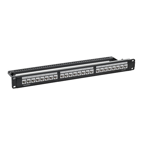 Патч-панель модульная 19", 1U, CAT5E, 24 модуля RJ45 Кейстоун (Keystone), неэкранированная