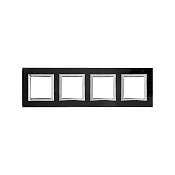 Рамка из натурального стекла 4 поста (8 мод.), Avanti, черная