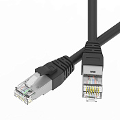 Патч-корд экранированный SLIM CAT6A S/FTP 4х2, 28 AWG, LSZH, чёрный, 0,5м