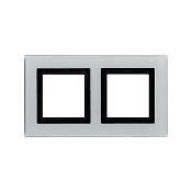 Рамка из натурального стекла 2 поста (4 мод.), Avanti, светло-серая