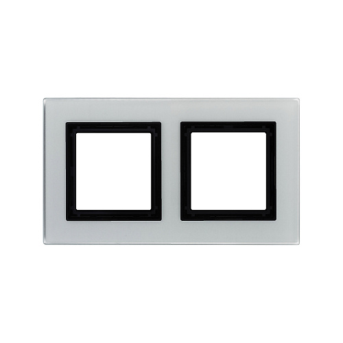 Рамка из натурального стекла 2 поста (4 мод.), Avanti, светло-серая