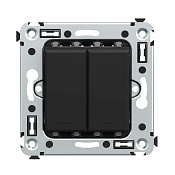 Переключатель двухклавишный в стену, Avanti, черный матовый