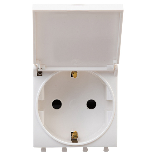 Розетка с крышкой модульная, 2P+E, с з/ш, Avanti, белое облако, 2 модуля