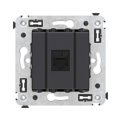 Компьютерная розетка RJ-45 без шторки в стену, кат.5е одинарная, Avanti, черный матовый