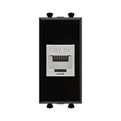 Компьютерная розетка RJ-45 без шторки модульная, кат.5е экранированная, Avanti, черный квадрат, 1 модуль