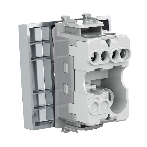 Выключатель одноклавишный модульный, Avanti, закаленная сталь, 2 модуля