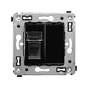 Телефонная розетка RJ-12 в стену одинарная, Avanti, черный квадрат