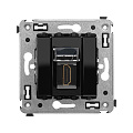 HDMI розетка одинарная в стену, тип А-А, Avanti, черный квадрат