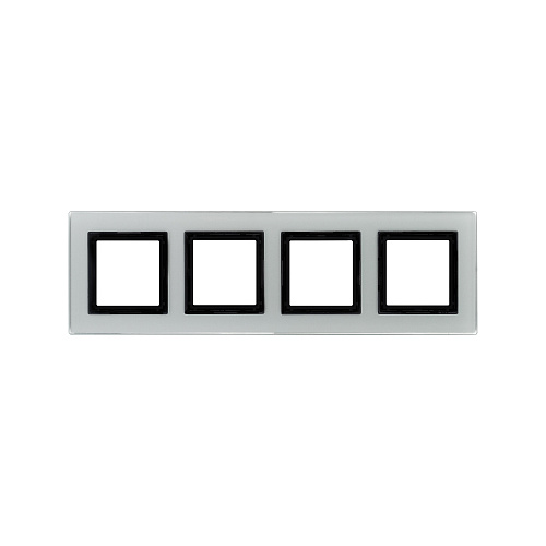 Рамка из натурального стекла 4 поста (8 мод.),  Avanti, светло-серая