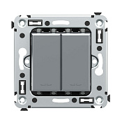 Кнопка двухклавишная в стену, Avanti, закаленная сталь