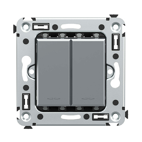 Кнопка двухклавишная в стену, Avanti, закаленная сталь