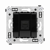 Компьютерная розетка RJ-45 без шторки в стену, кат.6 одинарная, Avanti, черный квадрат