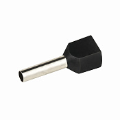 Наконечник-гильза двойная с изолир.фланцем для жилы сечением 1,5 кв.мм, длина контактной части 8мм, черный (НШВИ2 1.5-8)