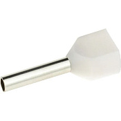 Наконечник-гильза двойная с изолир.фланцем для жилы сечением 0,5 кв.мм, длина контактной части 8мм, белый (НШВИ2 0.5-8)