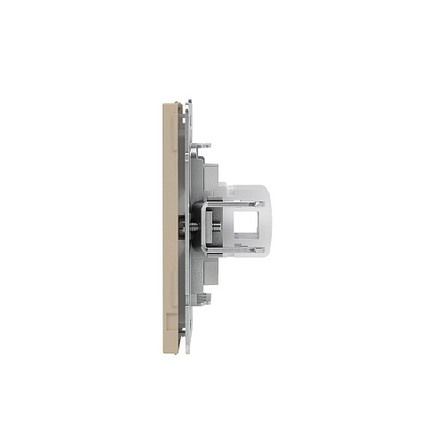 Компьютерная розетка RJ-45 без шторки, кат.6А двойная, KANT, ванильный марципан