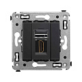 HDMI розетка одинарная в стену, тип А-А, Avanti, черный матовый