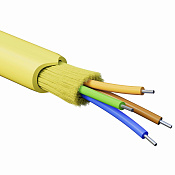 Кабель волоконно-оптический, распределительный, арамидные упрочняющие нити, для внутренней прокладки, нг(A)-HFLTx, 4 ОВ, категория OS2 (G.652.D) плотный буфер, 0,4 кН, барабан 500 м