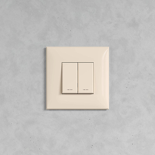 Кнопка двухклавишная в стену, Avanti, ванильная дымка