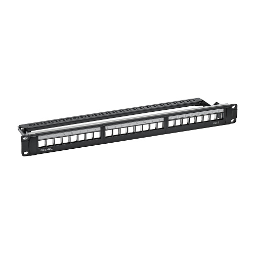 Патч-панель модульная 19", 1U, CAT6, 24 модуля RJ45 Кейстоун (Keystone), неэкранированная