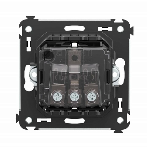 Розетка в стену, 2P+E, с з/ш, Avanti, черный квадрат