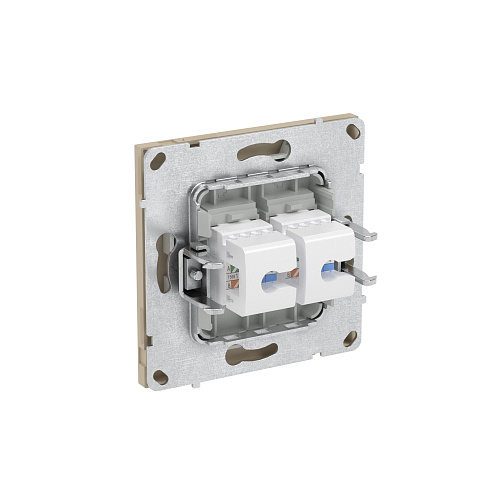 Компьютерная розетка RJ-45 без шторки, кат.5е двойная, KANT, ванильный марципан