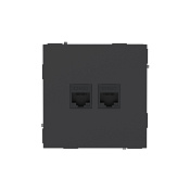 Компьютерная розетка RJ-45 без шторки, кат.6А двойная, KANT, черный уголь