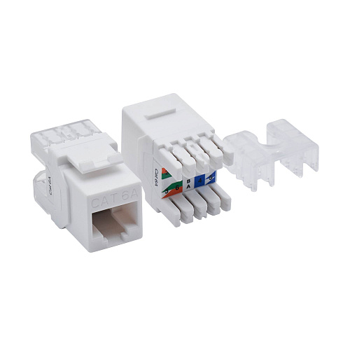 Патч-панель модульная 19", 1U, CAT6А, 24 модуля RJ45 Кейстоун (Keystone), неэкранированная