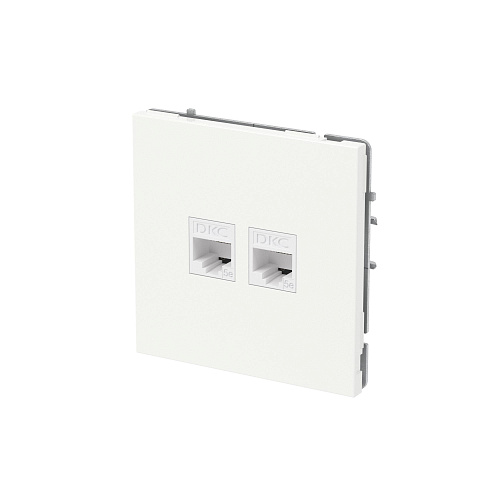 Компьютерная розетка RJ-45 без шторки, кат.5е двойная, KANT, белая магнолия