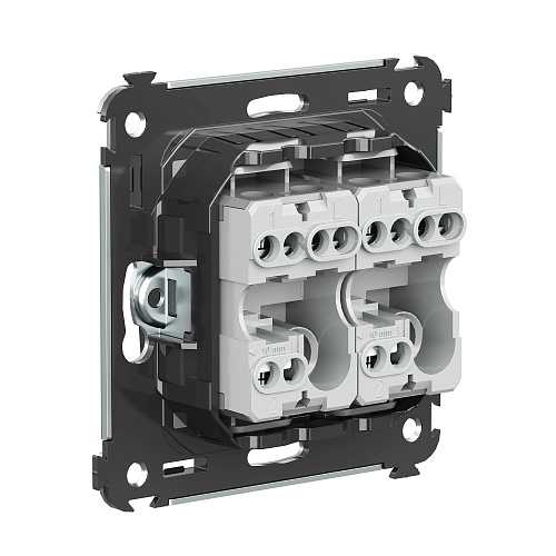 Переключатель двухклавишный в стену, Avanti, черный квадрат