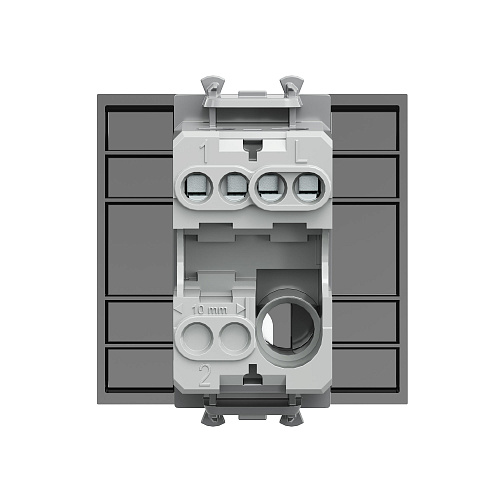 Выключатель одноклавишный модульный, Avanti, черный квадрат, 2 модуля