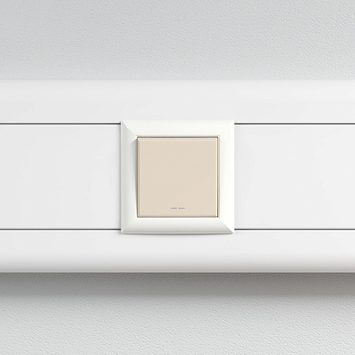 Выключатель одноклавишный модульный, Avanti, ванильная дымка, 2 модуля