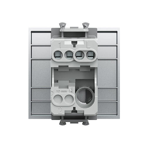 Выключатель одноклавишный модульный, Avanti, закаленная сталь, 2 модуля