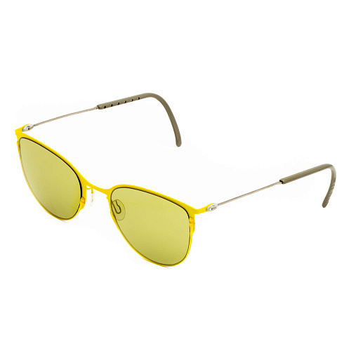 Желтые солнцезащитные очки из титана с оливковыми линзами. Модель 04