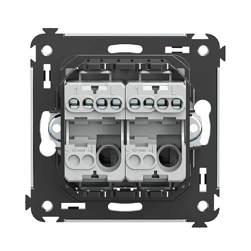 Кнопка двухклавишная в стену, Avanti, черный квадрат