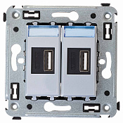 USB зарядное устройство в стену 2.1 А, Avanti, закаленная сталь