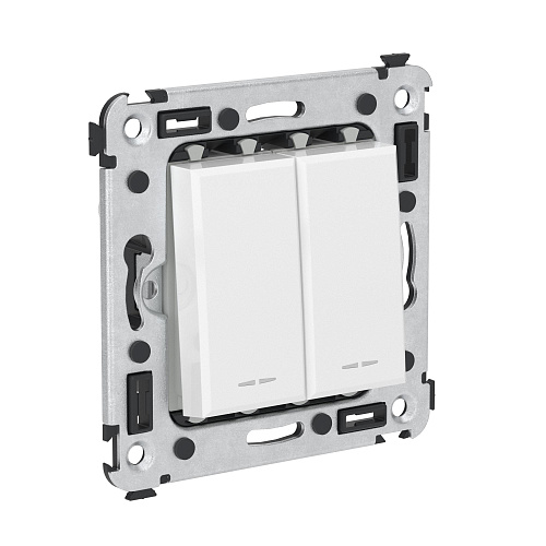 Переключатель двухклавишный в стену, Avanti, белое облако