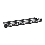 Патч-панель модульная 19", 1U, CAT6А, 24 модуля RJ45 Кейстоун (Keystone), неэкранированная
