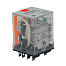Реле миниатюрное силовое, 3CO, ком. ток 16А, AgSnO2, напряжение 12V AC, опция: тест-кнопка+светодиод