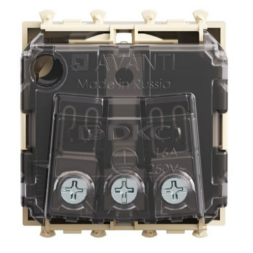 Розетка модульная, 2P+E, с з/ш, Avanti, ванильная дымка, 2 модуля